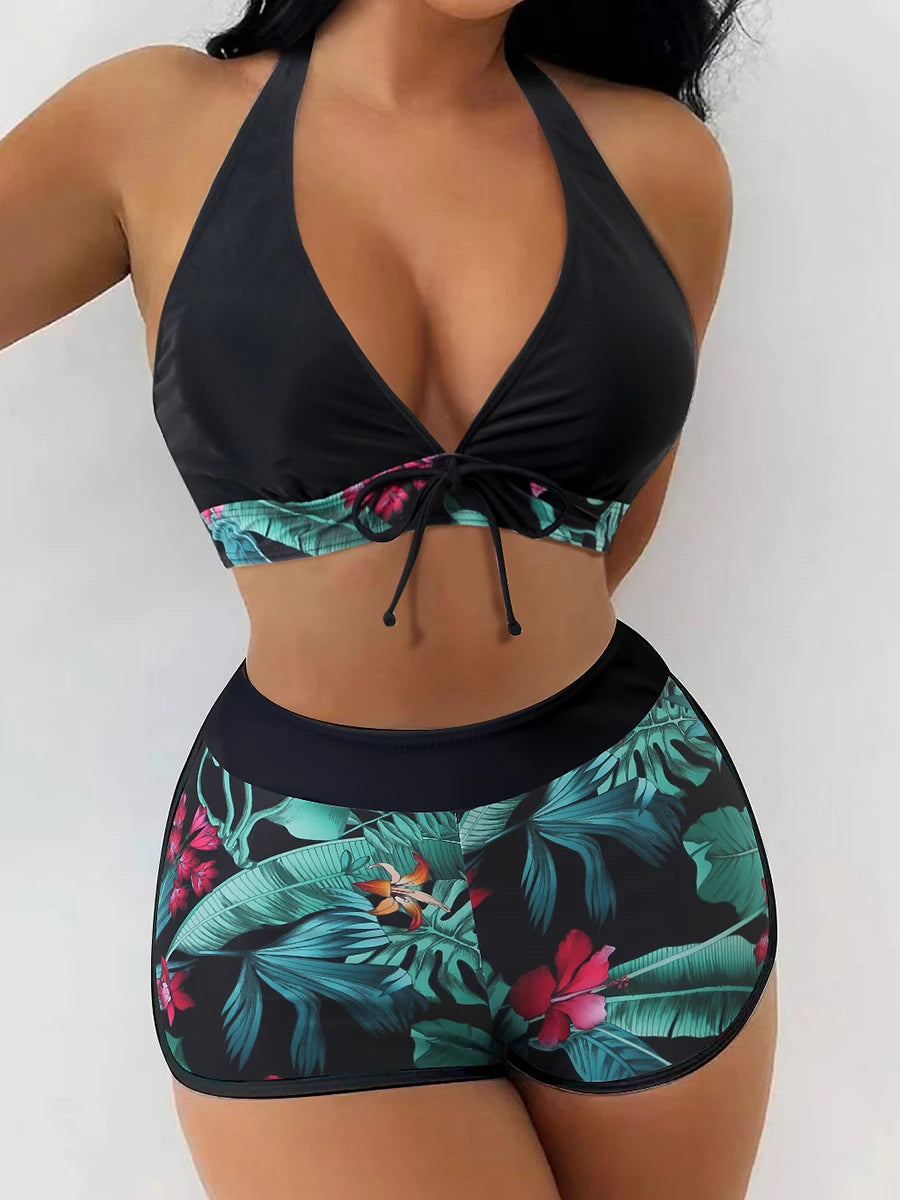 Halter Bikini & Shorts Set