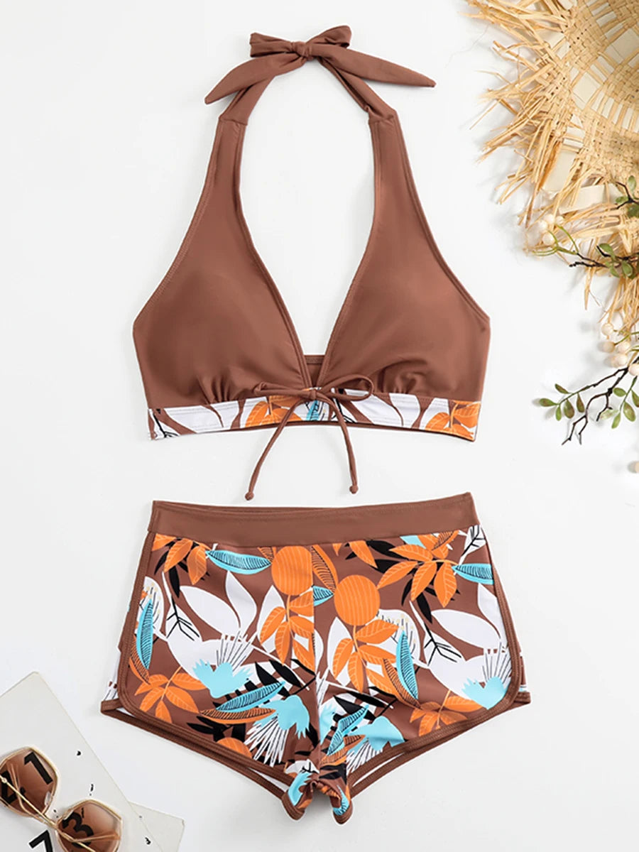 Halter Bikini & Shorts Set