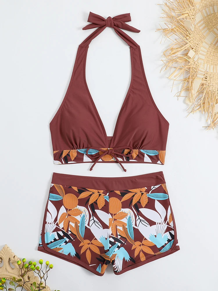 Halter Bikini & Shorts Set