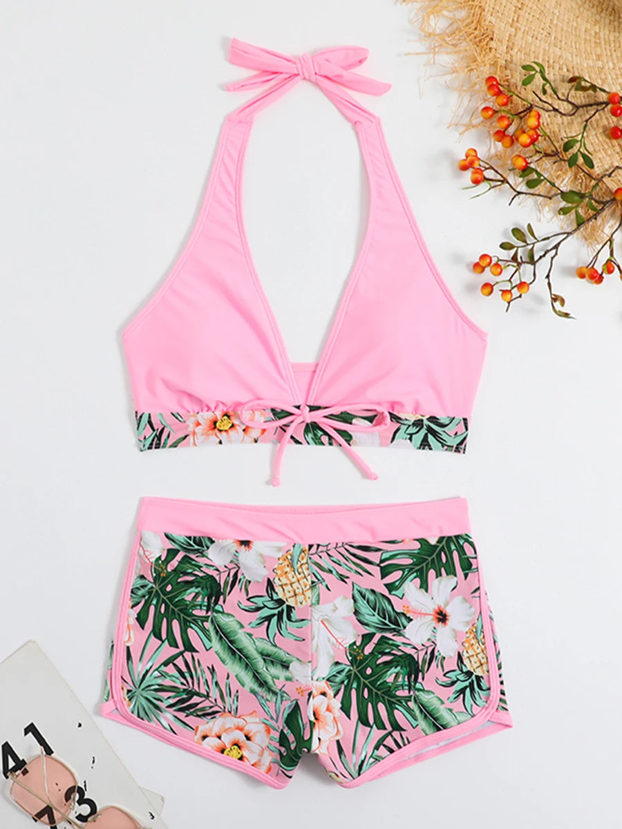 Halter Bikini & Shorts Set