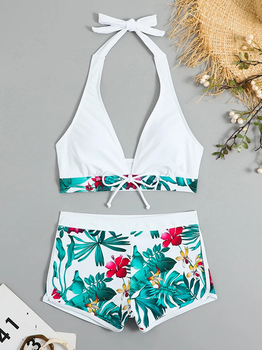Halter Bikini & Shorts Set