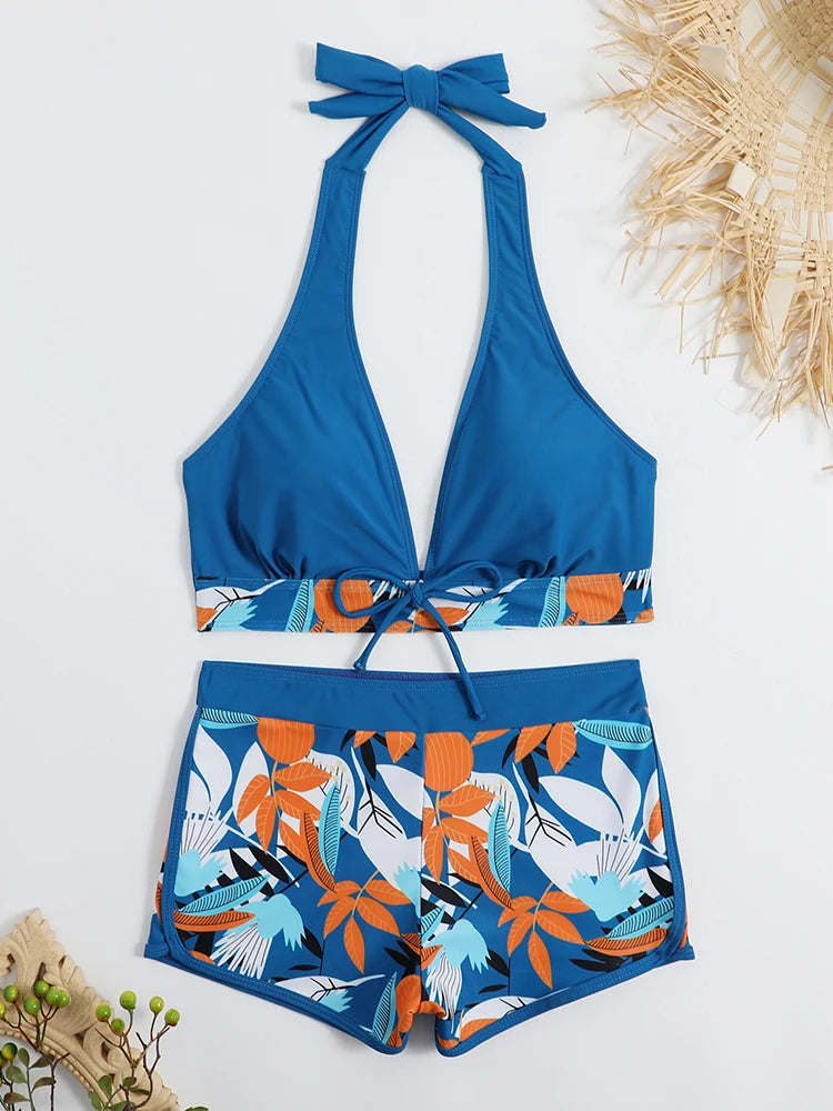 Halter Bikini & Shorts Set