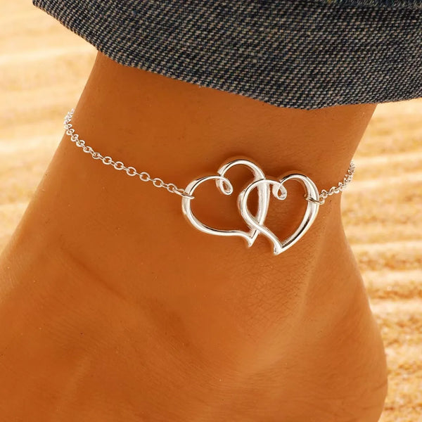 Double Heart Charm Anklet