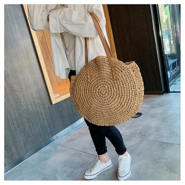 Vintage Straw Tote Handbag