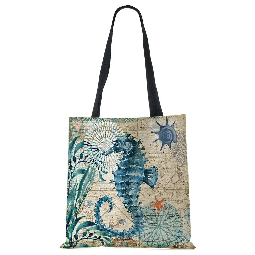 Marine Animal Print Tote Bag