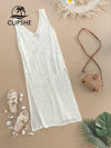 Ivory V-neck Hollow Out Cover Up