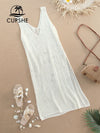 Ivory V-neck Hollow Out Cover Up