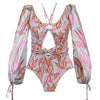 Colourful Print Long Sleeve Swimwear