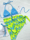 Tie Dye Halter Ruffled Bikini Set